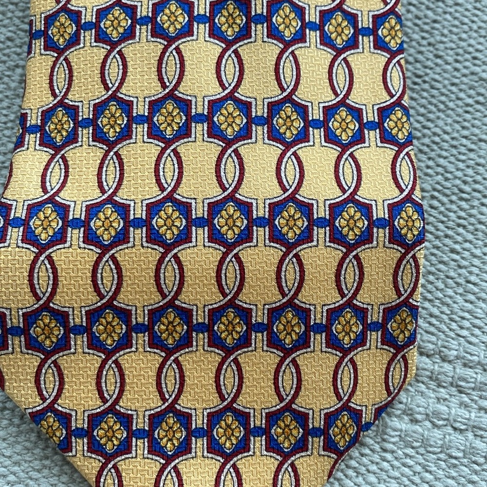 Christian Dior Cravate Silk Made in Canada Yellow Interlocked Rings Daisy Tie